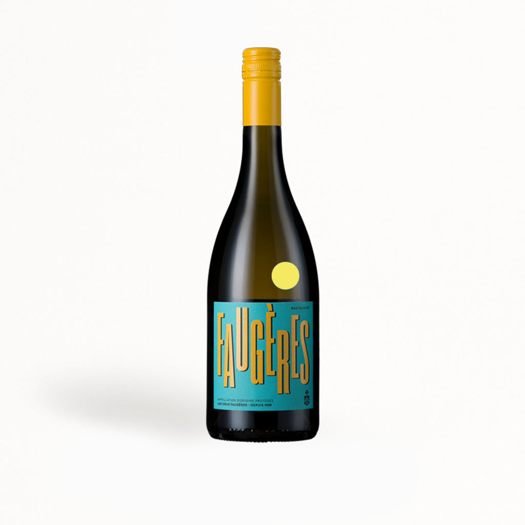 Faugères Blanc white wine bottle - white blend - Mas Olivier